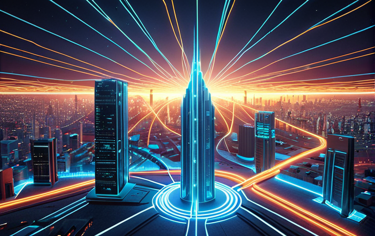 **
A futuristic cityscape featuring fiber optic cables glowing with light, representing a quantum network. Show a stylized bank building and a government building connected by the glowing network, emphasizing secure communication. The overall style should be clean and modern.
**