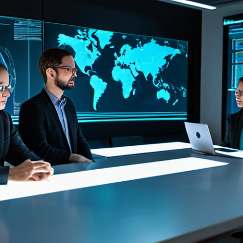 A diverse team of professional cryptographers and cybersecurity researchers, fully clothed in modest business attire, are depicted in a modern, well-lit laboratory environment. They are intently focused on large holographic displays showing intricate post-quantum cryptographic algorithms and complex network architectures, symbolizing global collaboration on secure digital standards. The scene emphasizes innovation and a secure future. Professional photography, high resolution, perfect anatomy, correct proportions, natural poses, well-formed hands, proper finger count, natural body proportions, safe for work, appropriate content, fully clothed, professional.