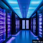 Home 20 양자 보안 기술의 시장 기회 발굴 - A futuristic European data center interior showcasing quantum cryptography technology in action: glo...